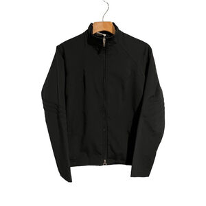 Adidas Jacket Womens Size M ClimaProof Windbreaker Black Full Zip Casual Pockets